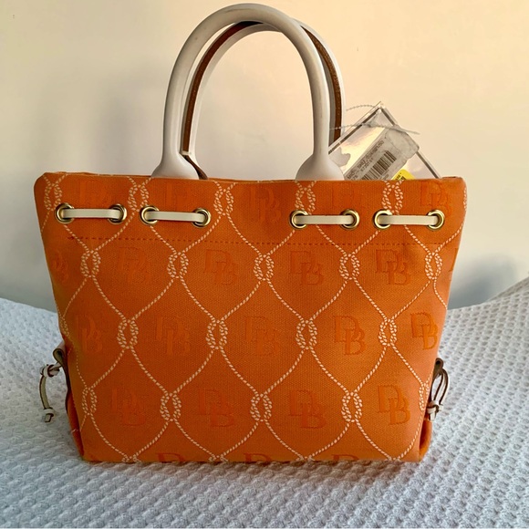 Dooney & Bourke Orange & White Tulip Tote Handbag - Picture 2 of 13